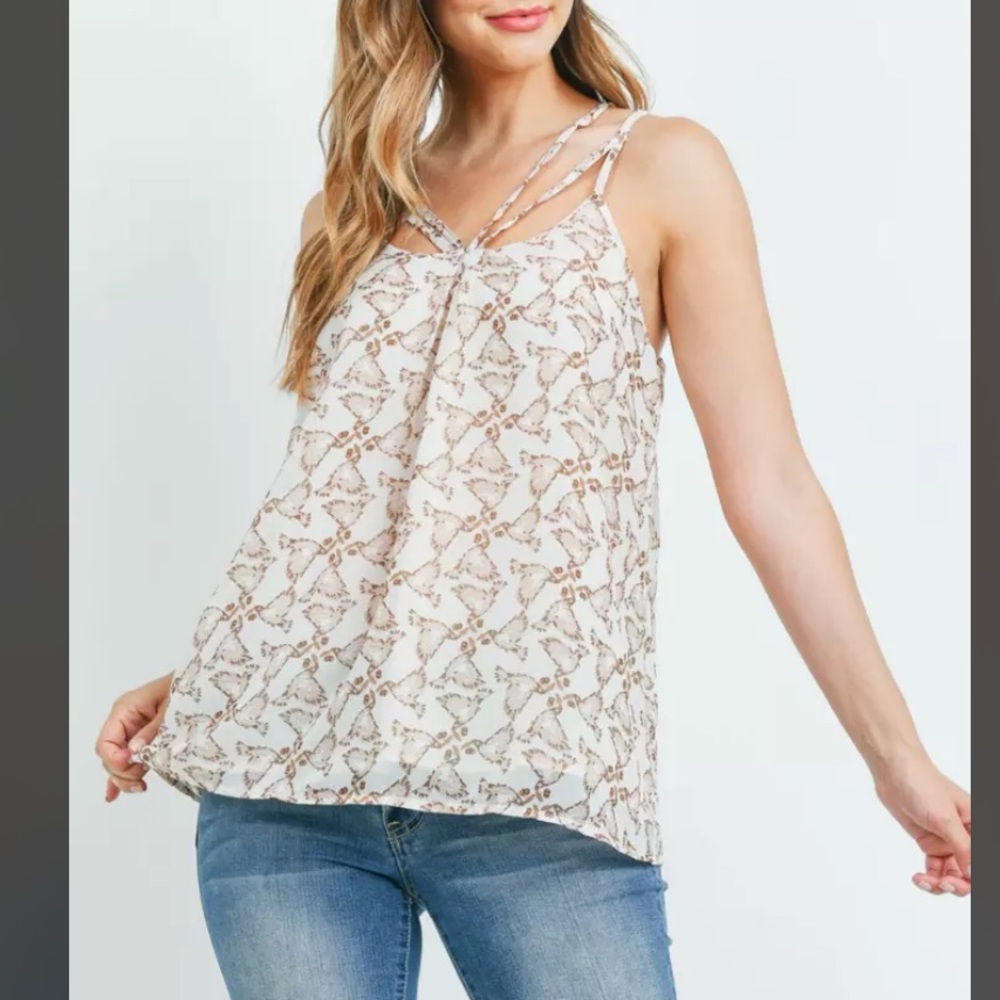 Entro Bird Print Strappy Tank - Medium